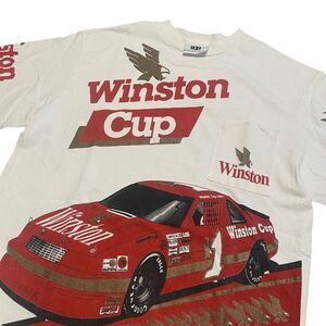 Vintage NASCAR AOP Tee Shirt Winston Cup Chevy 80s USA Made All Over Print L